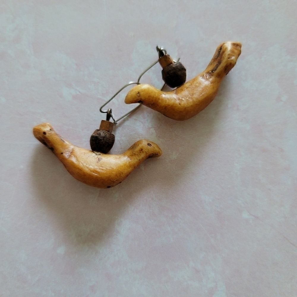 Woodland handmade artisan bird earrings